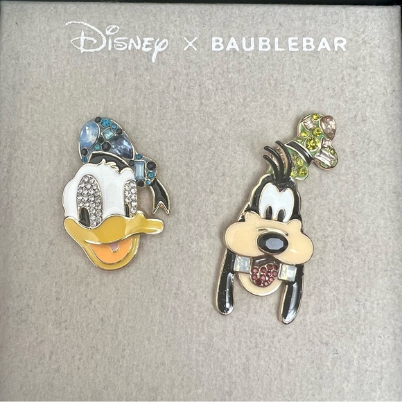 NWT DISNEY X BAUBLEBAR DONALD DUCK & GOOFY CRYSTAL ENAMEL STUD EARRINGS - Picture 8 of 10